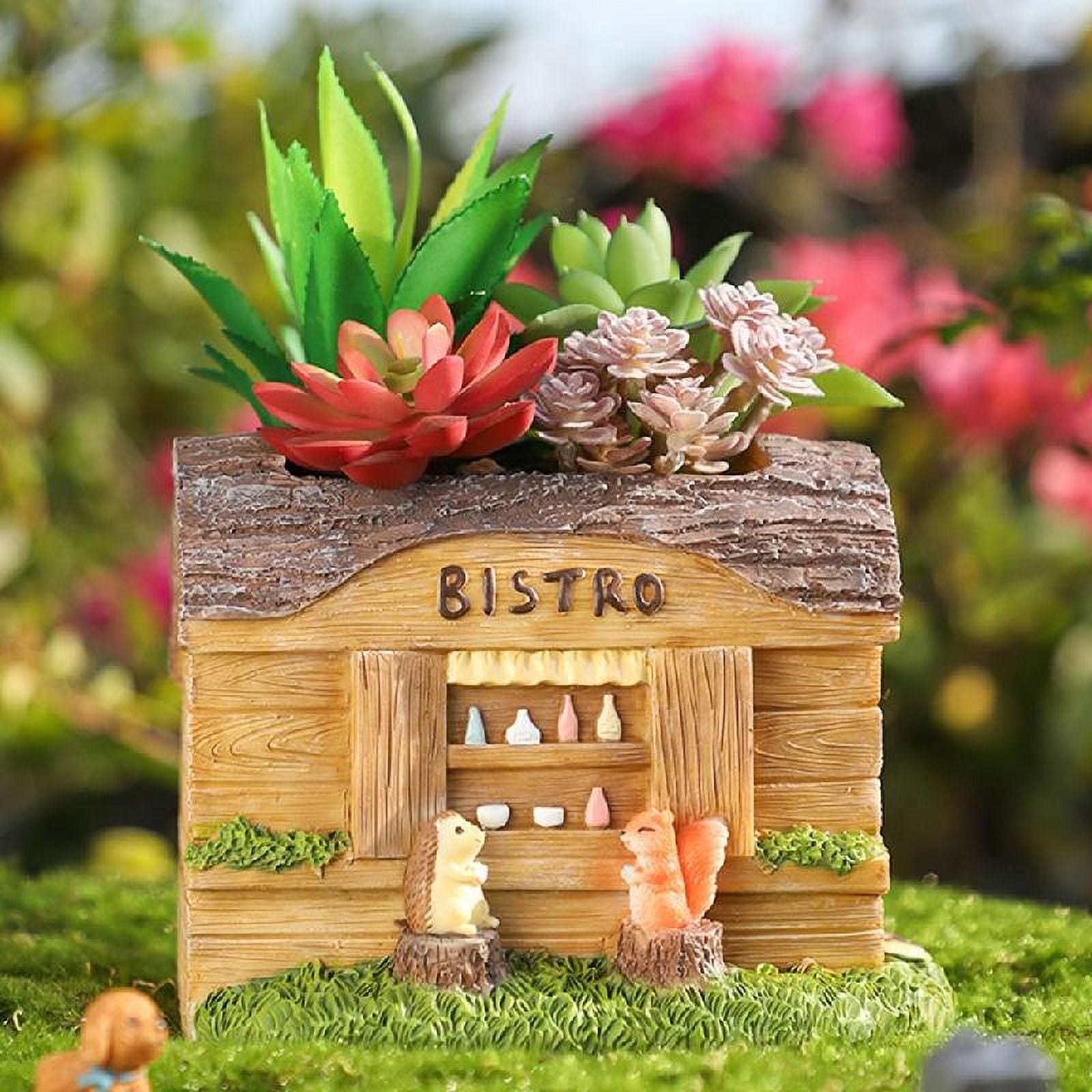 JZROCKER Stump House Statue Decors Desktop Easter Figurines Ornament Cartoon Statue Landscape Miniatures