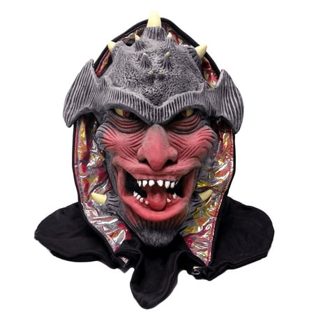 Crazy Devil Halloween Costume Full Head Mask, Red Grey, One-Size