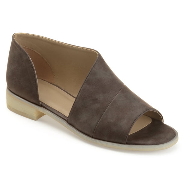 asymmetrical open toe flat
