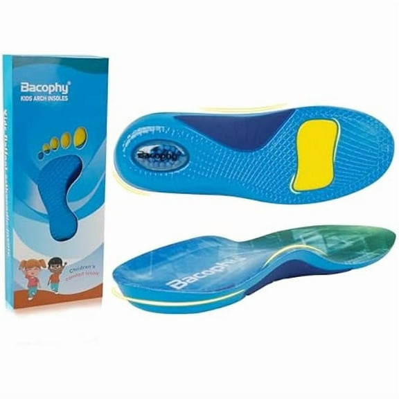 USBSO Kids Arch Support Insoles - Plantar Fasciitis Orthotic Inserts for Children with Arch Pain, Flat Feet, Foot Pronation- Shock Absorption - Ideal for Active Child