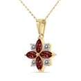 thumbnail image 2 of SZUL Women's 3/4 Carat TW Garnet and Diamond Flower Pendant in 10K Yellow Gold, 2 of 6