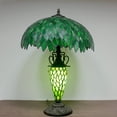 thumbnail image 4 of Tiffany Style Table Lamp W16H24 Inch Tall Green Stained Glass Wisteria Lampshade Antique Night Light Base S523  LAMPS Lover Living Room Bedroom Office Study Reading Desk Nightstand Art Gifts, 4 of 6