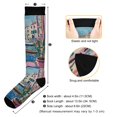 thumbnail image 3 of FORMRS Womens Knee High Socks Casual Long Thick Travel Daily Wear, 1 Pair, Blue Plants Window, 3 of 6