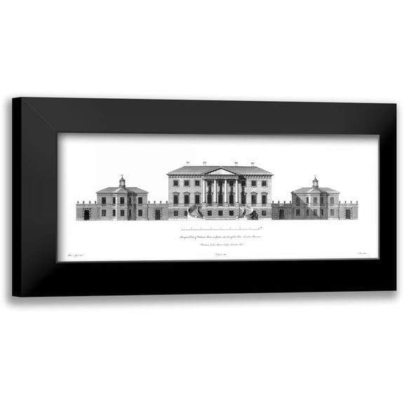 Campbell, Colin 14x8 Black Modern Framed Museum Art Print Titled - Elevation, Oakland House