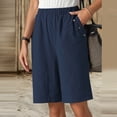 thumbnail image 2 of Arlun Womens High Waist Baggy Shorts Linen Loose Fit Five Point Pants with Pockets Solid Color Wide Leg Summer Shorts 2026 Beach Vacation Thin Breathable Bottoms Navy L, 2 of 6