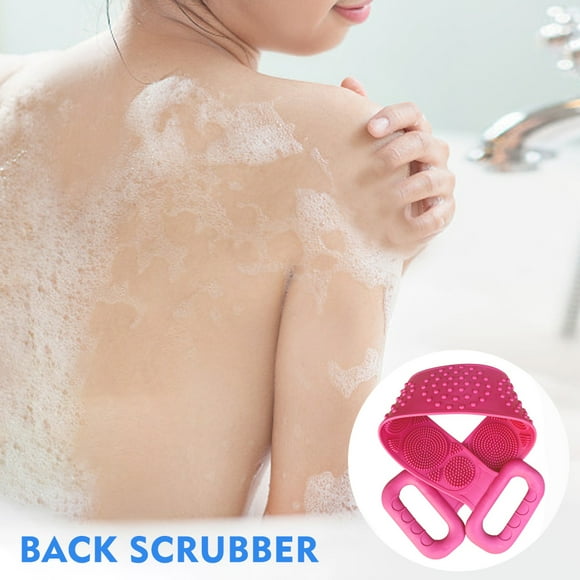 Yeacher Silicone Back Scrubber, Bath Shower Silicone Body Massage Brush Silicone Bath Towel Exfoliating Body Brush Belt, Cleaning Shower Strap, Double-Sided Washing Towel Scrubber for Men Women