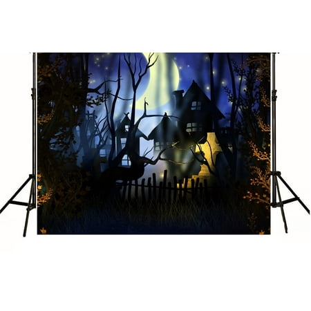 Image of MOHome 7x5ft Halloween photography backdrops cemetery haunted house Photography backdrops