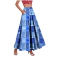 thumbnail image 2 of LEKWK Womens Boho Skirt High Waisted Floral Skirt A-Line Maxi Skirt Elastic Waist With Pockets Casual Spring Summer Beach Vacation Outfits, 2 of 6