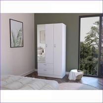 Armoires & Wardrobes, Haddam Bedroom Armoire with Varied Storage | White | Engineered Wood