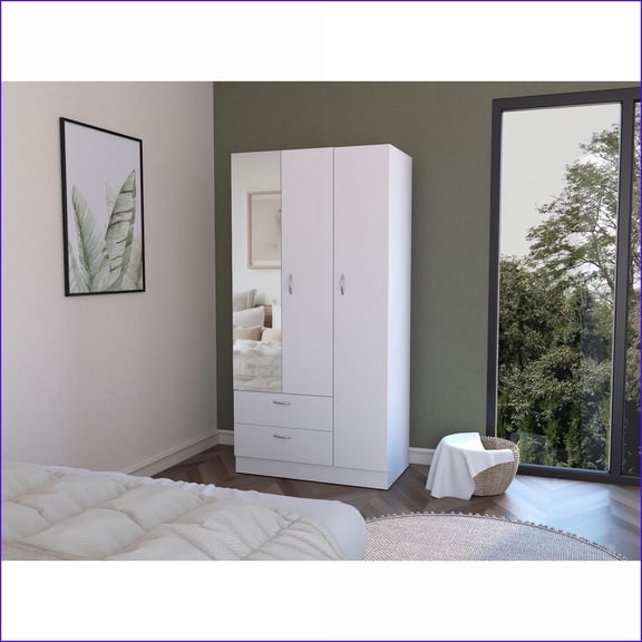 Armoires & Wardrobes, Haddam Bedroom Armoire with Varied Storage | White | Engineered Wood