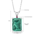 thumbnail image 3 of Gem Stone King 925 Silver Green Malachite and Red Created Ruby Pendant Necklace for Women (10.02 Cttw, Gemstone Birthstone, Emerald Cut 14X10MM, with 18 inch Silver Chain), 3 of 4