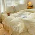 thumbnail image 4 of MOOWOO Chic Ruffle Lace Polyester Duvet Cover Set -Girl Yellow Bedding-3 Piece Full Duvet Cover with Zipper Closure -Ultra Soft and Light Weight, 4 of 9