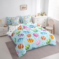 thumbnail image 3 of Manfei Kawaii Easter Egg Bedding Comforter Set 7 Pieces, Colorful Polka Dots Full Bedding Set, Teens Boys Girls Kids Reversible Fitted Sheet Flat Sheet, Super Cozy Room Decor, 3 of 7