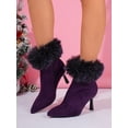 thumbnail image 5 of Women's Ankle Boots and Short Boots, with Fluffy plush decoration and Inner Zipper, Gift for Women, Vacation Travel Scenes, 5 of 7