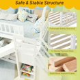 thumbnail image 3 of Barara King Bedroom Bed Frame, Bed Platform Frame,Twin Over Twin Bunk Bed with Slide and Staircase-White, 3 of 10