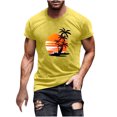 thumbnail image 2 of Meichang T-Shirts Graphiques pour Hommes T-Shirts à Col Rond Imprimés 3D Palmier Tropical Coucher de Soleil Coupe Régulière Manches Courtes T-Shirts d'Entraînement T-Shirts d'Été pour Muscles pour Hommes Aubaines de Liquidation 2024 Jaune G, 2 of 5