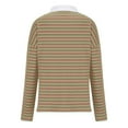 thumbnail image 4 of Penkiiy Womens Striped Oversized Sweatshirt Color Block V Neck Long Sleeve Shirt 2024 Fall Pullover Tops Y2K Clothes S Khaki, 4 of 6