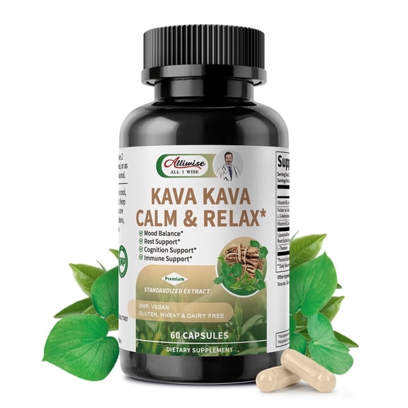 Kava Kava Root Extract Supplement - Kava Capsules - for Sleep, Mood & Immune Support,Vegan, Non-GMO, 60CT