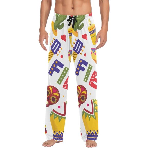 Cinco De Mayo Fiesta Ghost Pajama Pants, Men's Lounge Pants Light with Drawstring and Pockets, Christmas New Year Birthday Father's Day Gifts