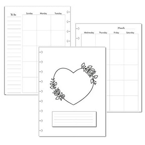 Undated Monthly Calendar Refills for 9 Disc Happy Planners (Love)