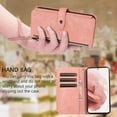thumbnail image 6 of Case for Samsung Galaxy A53 5G, 9 Card Slots Retro Leather Wallet Shockproof Flip Cover with Hand Strap Card Slots Zipper Pocket Kickstand Handbag Magnetic Closure - Retro Pink, 6 of 16