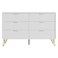 thumbnail image 4 of YouTrend White 6 Drawer Dresser with Fluted Wood and Metal Handles Legs for Bedroom Living Room Hallway, 4 of 10
