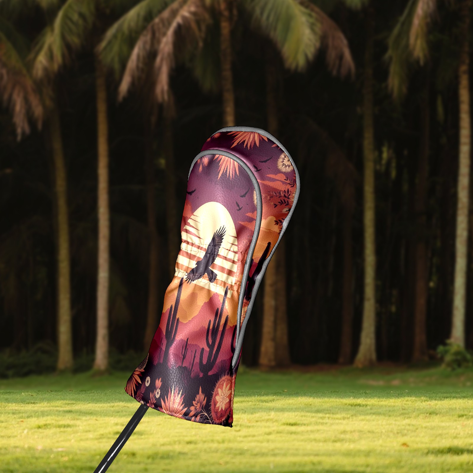 Golf Club Covers, Red Desert Eagle Premium PU Leather Driver Hybrid Putter Head Covers with Velvet Lining, Waterproof Golf Gifts for Men Women