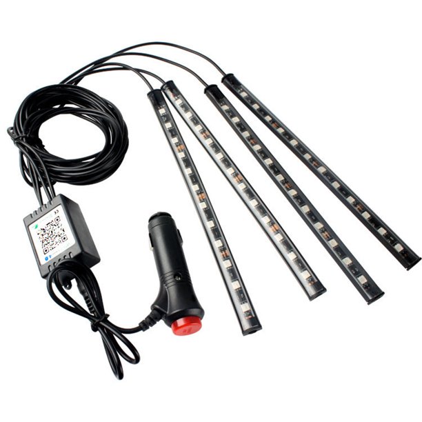 Riwesomey Tiras de luces LED para coche RGB, Control de aplicación de teléfono para puerta Interior bajo el tablero, lámpara de ambiente con sonido de Bombillas para automóviles Riwesomey VI015304-00B