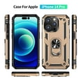 thumbnail image 5 of Dteck for Apple iPhone 14 Pro 6.1", Magnetic Shockproof Metal Ring Kickstand Hybrid Support Car Mount Holder Armor Heavy Duty Case Cover, Gold, 5 of 8