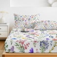thumbnail image 6 of Cal.King Size Fitted Sheet Set - Botanical Flowers 3 Piece Bedding Sets 16" Deep Pocket Fitted Sheet with 2 Pillowcases, Watercolor Floral Plants Country Brushed Microfiber Hotel Luxury Bed Sheets, 6 of 9