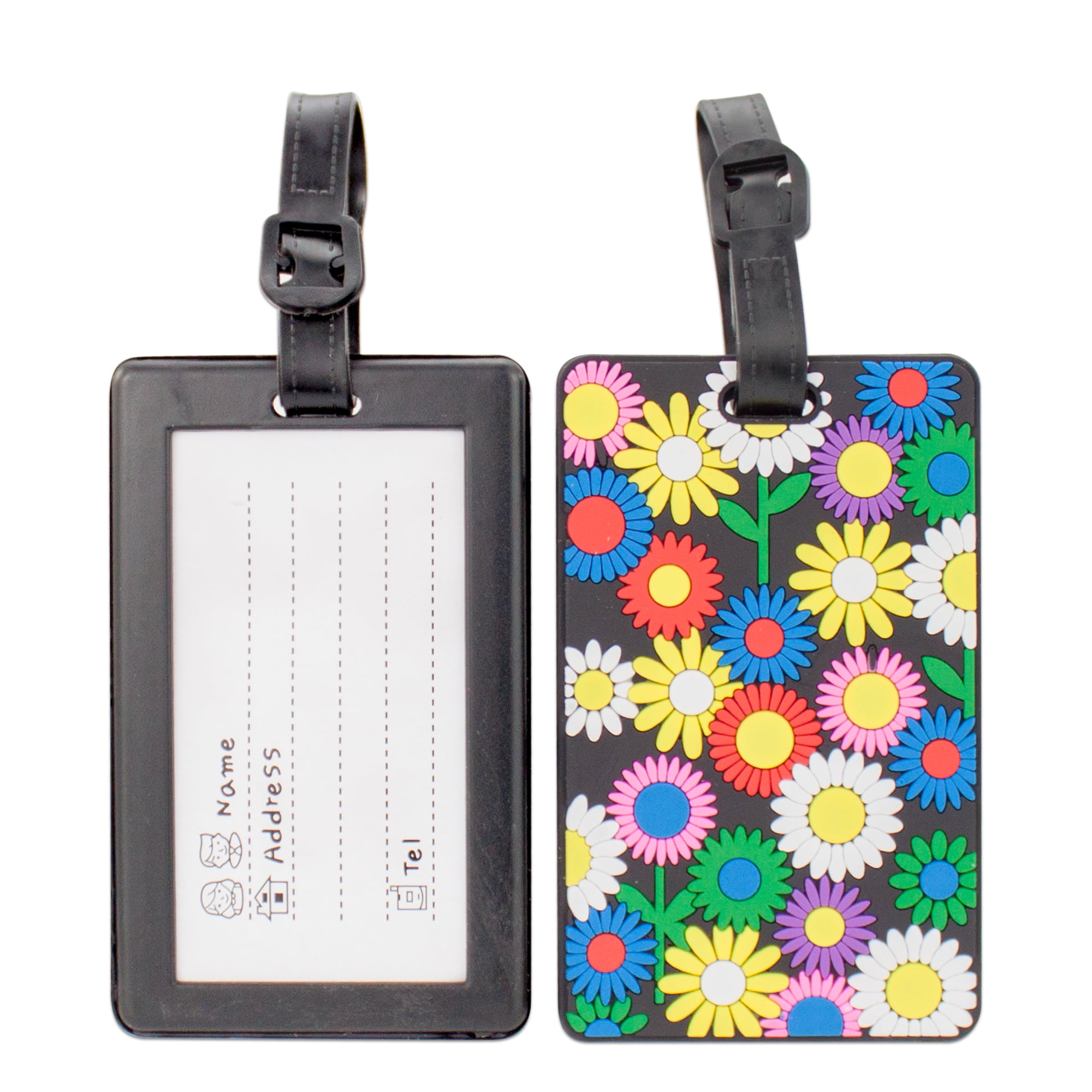 Colorful Luggage Tags/Card Holder/Bag Tags/ID Tags 2 Set (Flowers)