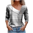 thumbnail image 2 of AOOCHASLIY Spring Saving Women's V-neck Printed Button Long Sleeved Shirt T-shirt, 2 of 5