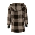 thumbnail image 6 of Sawvnm Plus Size Coat Women Fashion Winter Coat Long Sleeve Plaid Faux Shearling Oversized Jacket Black 2XL, 6 of 7