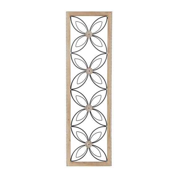 DecMode Brown Metal Floral Wall Decor with Brown Frame