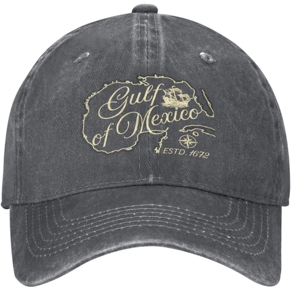 Gulf of Mexico 1672 Historic Map Baseball Cap Denim Hat
