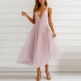 thumbnail image 4 of Dream Lifestyle Sleeveless Deep V-Neck Evening Dress Net Yarn Flowy Hem Sling Backless Women Midi Gauze Dress Female Clothing, 4 of 8