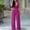 Hot Pink, variant on Sakmal Dressy Jumpsuits for Women Casual Work Blue Sleeveless High Waisted Overalls Solid V Neck Wide Leg Full Pants with Pockets