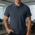 thumbnail image 2 of Men's Business Casual Polo Shirt, Waffle Knit Short Sleeve Breathable Top for office & Summer Size M-4XL Army Green, 2 of 8