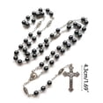 thumbnail image 2 of Black Hematite Stone Cross Necklaces Fashion Catholic Crucifix Pendant Rosary Necklaces Religious Jewelry Gift for Men, 2 of 4