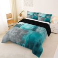 thumbnail image 2 of Homewish Green Gradient Geometric Full Size Comforter Sets,Classic Abstract Artwork Bedding Comforter Set,Black Reversible,3-Piece,1 Comforter and 2 Pillowcases, 2 of 7