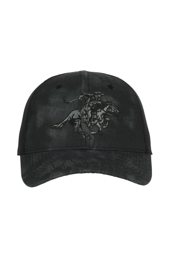 Adult Men's Winchester Kryptek Camo Hat: 6 panel Kryptek  Typhon Camo, structured front panels, meshback panels, low profile crown, slightly pre-curve visor, adjustable single row snap closure cap.