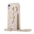 thumbnail image 2 of Nalacover Ring Holder Kickstand Case for iPhone XR 6.1" Crossbody Wallet Case with Credit Card Slots, Lanyard Shoulder Strap Premium PU Leather Wrist Hand Strap Cover, Beige, 2 of 10