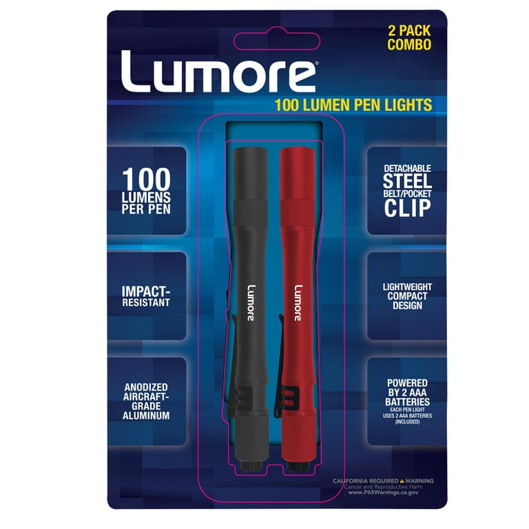 parachute echtgenoot Papa Lumore 100 lm Black/Red LED Pen Light AAA Battery - Walmart.com