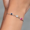 thumbnail image 4 of Gem Stone King 925 Silver and 10K Yellow Gold Blue Mystic Topaz Moissanite Pink Mystic Topaz and Lab Grown Diamond Tennis Bracelet for Women By Keren Hanan (2.10 cttw, Adjustable up To 9 inch), 4 of 4