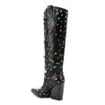 thumbnail image 3 of YDN Women Fashion Rhinestone Studded Knee High Boots Pull On Chunky High Heels Prom Daily Western Long Boots Size 7 Black, 3 of 3
