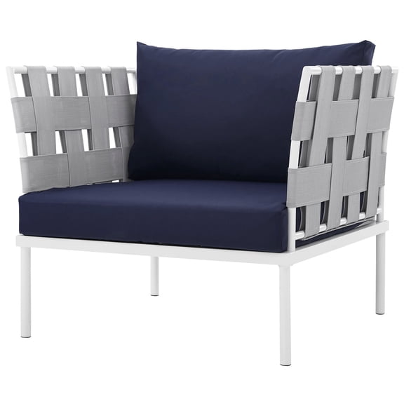 Lounge Chair Armchair, Blue Navy, Aluminum Metal, Outdoor Patio Balcony Cafe Bistro Garden Hospitality Restaurant, Modern Contemporary HB33086