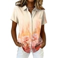 thumbnail image 2 of Women Hawaiian V Neck Shirt Soft Cool Summer Hawaii Tshirts Beach Tropic Print Button up Tops Floral Short Sleeve Tops, 2 of 5