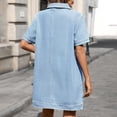 thumbnail image 7 of Favoffer Women's Denim Dresses Turn Down Neck Short Sleeve Straight Cut Washed Fabric Casual Outfits Daily Gowns Skirts Party Dating Daily Leisure, 7 of 7