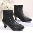 thumbnail image 5 of Willtoo Low Heel Ankle Boots for Women Comfortable Closed Round Toe Two-Toned Short Boots Chunky Heel Booties with Side Zipper Fall Winter Dress Shoes, 5 of 6