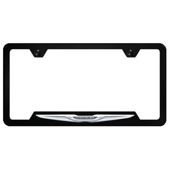 Chrysler Logo Black Polycarbonate Notched License Plate Frame Official Licensed
